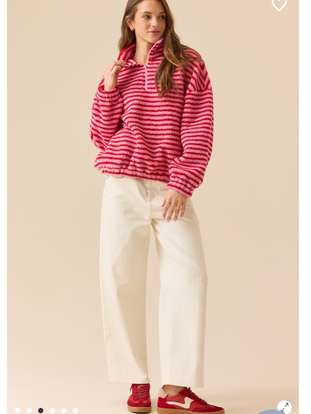 Altar'd State Pink & Red Striped Sherpa Zip Pullover/ Maren Sherpa PulloverNWt